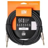 LEEM FAS-5(BK/WH) Шнур инструментальный JACK 1/4"(прямой) ⇔ JACK 1/4"(прямой), 5 м., черный/белый