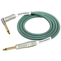 Kirlin IWB-202PFGL 3M OL Шнур гитарный JACK 1/4"(прямой) ⇔ JACK 1/4"(угловой), 3 метра, оливковый