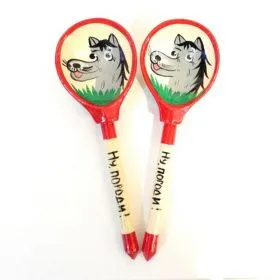 Деревянная ложка LHL6701 полубаская, роспись 