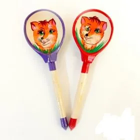 Деревянная ложка LHL6703 полубаская, роспись 