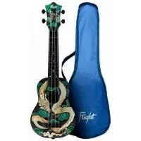 Flight TUS-JADE DRAGON Укулеле Travel сопрано, с рисунком Green Apelsin, чехол в комплекте