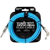 Ernie Ball 6464 Шнур гитарный серии Flex JACK 1/4" (прямой) ⇔ JACK 1/4" (угловой), 3м, синий