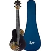 Flight TUC-40 GD MANDALA Укулеле Travel концерт с чехлом, черная с рисунком золотая мандала