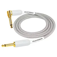 Kirlin IWB-202WEGL 3M WT Шнур гитарный JACK 1/4"(прямой) ⇔ JACK 1/4"(угловой), 3 метра, ч/б клетка