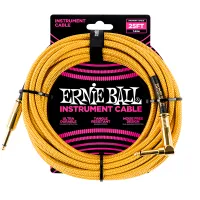 Ernie Ball 6070 Шнур инструментальный JACK 1/4" (прямой) ⇔ JACK 1/4" (угловой), 7.62м., золотой