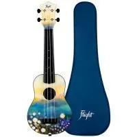 Flight TUS-40 DANDELIONS Укулеле Travel сопрано, рисунок ОДУВАНЧИКИ, чехол в комплекте