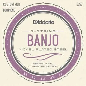D'Addario EJ57 Набор струн для банжо, никель, размер 11-12-13-22w-11