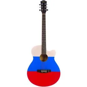 Elitaro L4040 RU Flag Гитара акустическая, Фолк с вырезом, российский флаг