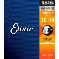 Elixir 12062 NanoWeb Набор струн для 8-струнной электрогитары, никелированная сталь, Light 10-74