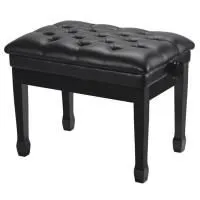 Rin HY-PJ006-GLOSS-BLACK Банкетка деревянная, цвет чёрный глянцевый, обивка чёрный кожзам