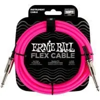 Ernie Ball 6413 Шнур гитарный серии Flex, JACK 1/4" (прямой) ⇔ JACK 1/4" (прямой), 3м, розовый неон