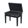 Rin HY-PJ007-GLOSS-BLACK Банкетка деревянная, цвет чёрный глянцевый, обивка чёрный кожзам