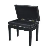 Rin HY-PJ007-GLOSS-BLACK Банкетка деревянная, цвет чёрный глянцевый, обивка чёрный кожзам