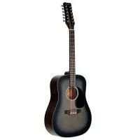 Martinez FAW-802-12 TBK Гитара акустическая 41",12 струн, Dreadnought, цвет прозрачный черный