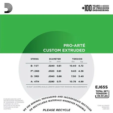 Набор струн для укулеле D`ADDARIO EJ65S