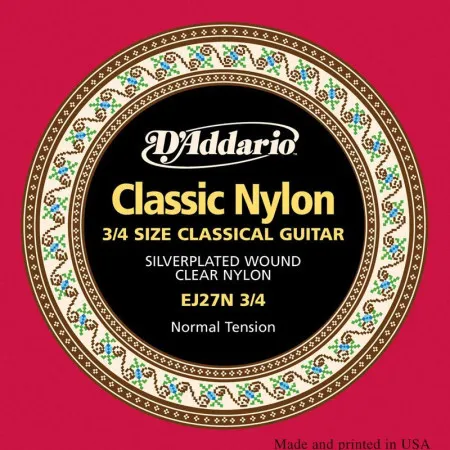 Набор струн для 6-струнной классической гитары D`ADDARIO EJ27N 3/4