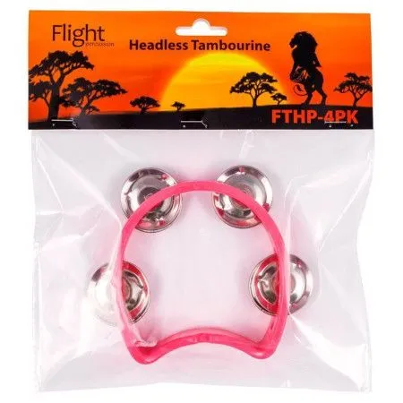 FLIGHT FTHP-4 PK Тамбурин без мембраны, 4 пары джинглов, цвет розовый