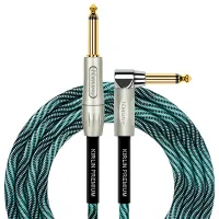 Kirlin IWB-202PFGL 3M WBT Шнур гитарный JACK 1/4"(прямой) ⇔ JACK 1/4"(угловой), 3 м, бирюзовая волна
