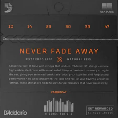 D'Addario XTABR1047 набор струн для 6-струнной акустической гитары, размер 10-47