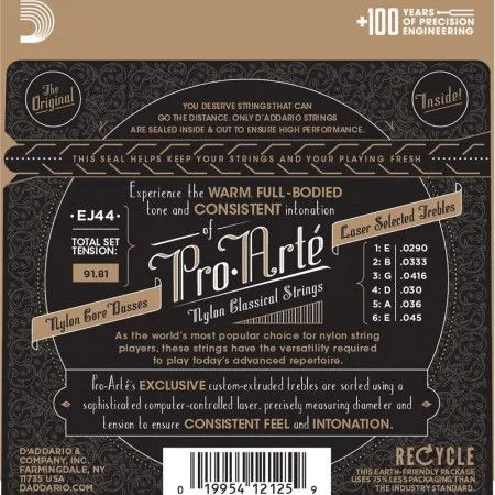 Набор струн для 6-струнной классической гитары D`ADDARIO EJ44