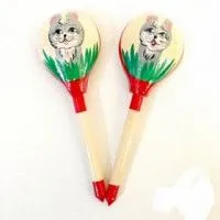 Деревянная ложка LHL6704 полубаская, роспись "Заяц"