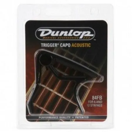 Dunlop 84FB Acoustic Curved Trigger® Каподастр для акустической гитары, черный, для плоского грифа