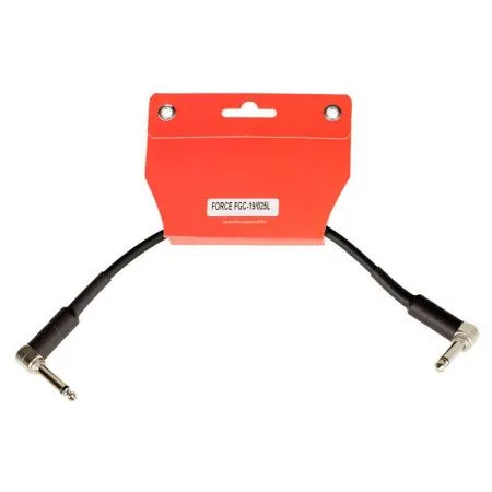 FORCE FGC-19/025L Патч-шнур гитарный, JACK 1/4" (угловой) <=> JACK 1/4" (угловой), 25см