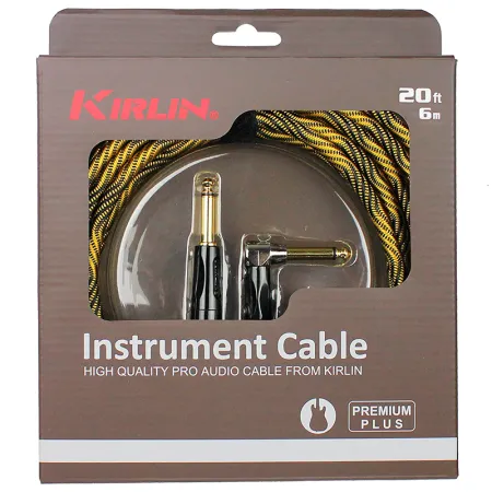 Kirlin IWB-202BFGL 6M WBO Шнур гитарный JACK 1/4"(прямой) ⇔ JACK 1/4"(угловой), 6 м., золотая волна