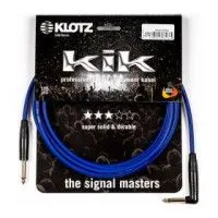 KLOTZ KIKKG4.5PRBL Шнур инструментальный Jack 1/4"(прямой) ⇔ Jack 1/4"(угловой), 4.5 метра, синий