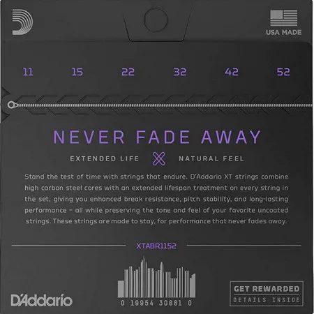 D'Addario XTABR1152 набор струн для 6-струнной акустической гитары, размер 11-52