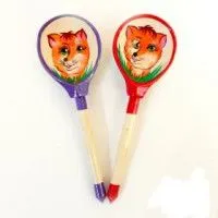 Деревянная ложка LHL6703 полубаская, роспись "Лисичка"