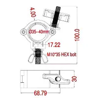 LEXOR 240В130ZY-SM10D Хомут для труб Ф35-40 мм, ширина 30 мм,m безопасная раб. нагрузка 75 кг
