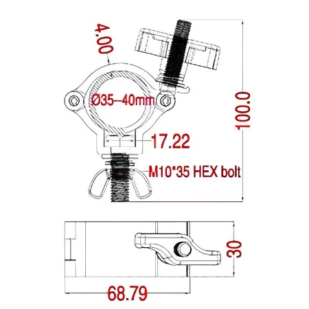 LEXOR 240В130ZY-SM10D Хомут для труб Ф35-40 мм, ширина 30 мм,m безопасная раб. нагрузка 75 кг