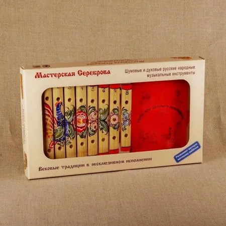 Мастерская Сереброва (к1-кс-08) Ксилофон диатонический 8 пластин с росписью