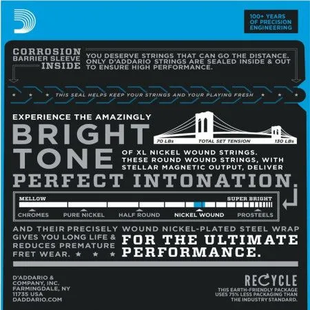 Набор струн для 6-струнной электрогитары D`ADDARIO EXL140