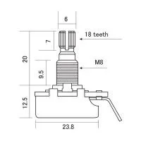 Hosco H-CTS-A250MM Потенциометр A250K, метрический, логарифмическая характеристика