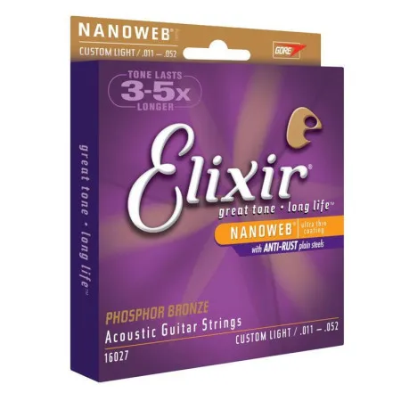 Набор струн для 6-струнной акустической гитары Elixir 16027 NanoWeb