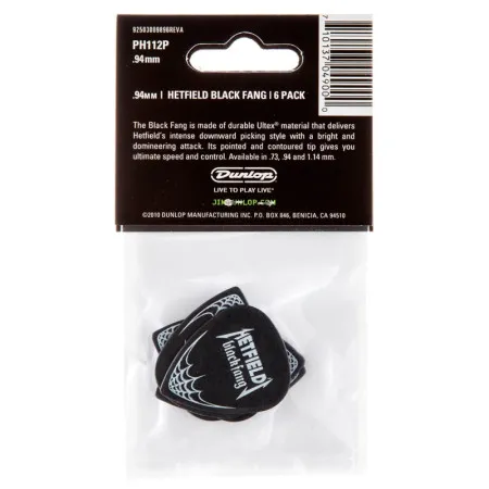 Dunlop PH112P.94 Набор из 6 медиаторов HETFIELD: Black Fang (0.94мм) в блистере