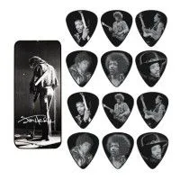 Dunlop JH-PT06M Набор из 12 медиаторов Jimi Hendrix Silver Portrait в металлической коробочке
