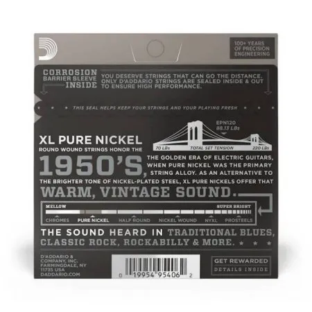 D'Addario EPN120 XL набор струн для 6-струнной электрогитары, размер 9-41