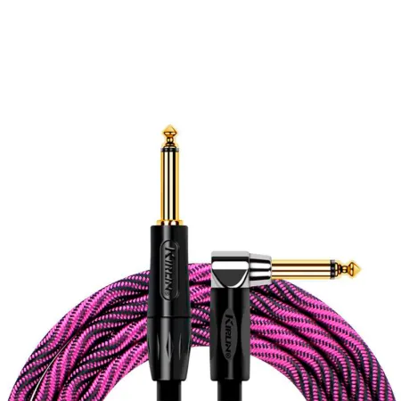 Kirlin IWB-202BFGL 3M WBP Шнур гитарный JACK 1/4"(прямой) ⇔ JACK 1/4"(угловой), 3м, фиолетовая волна