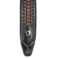 SOLDIER STP-GL-061 04 Ремень для гитары натуральная кожа + подплечник, черный (коричневая шахматка)