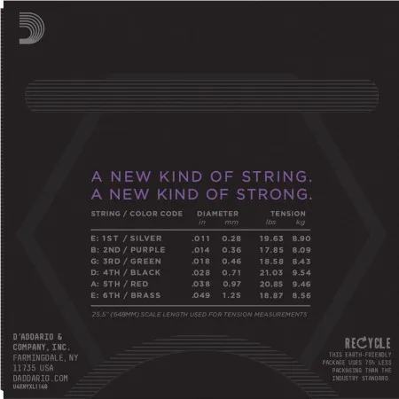 Набор струн для 6-струнной электрогитары D`ADDARIO NYXL1149