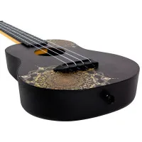 Flight TUC-40 GD MANDALA Укулеле Travel концерт с чехлом, черная с рисунком золотая мандала