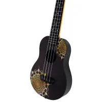 Flight TUC-40 GD MANDALA Укулеле Travel концерт с чехлом, черная с рисунком золотая мандала