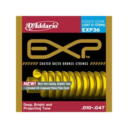 Набор струн для 12-струнной акустической гитары D`ADDARIO EXP36