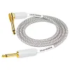 Kirlin IWB-202WEGL 3M WT Шнур гитарный JACK 1/4"(прямой) ⇔ JACK 1/4"(угловой), 3 метра, ч/б клетка