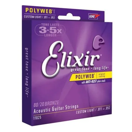 Набор струн для 6-струнной акустической гитары Elixir 11025 PolyWeb
