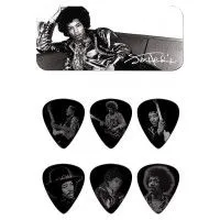 Dunlop JH-PT05H Набор из 12 медиаторов Jimi Hendrix Silver Portrait в металлической коробочке