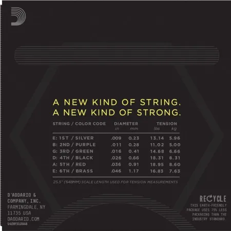 Набор струн для 6-струнной электрогитары D`ADDARIO NYXL0946